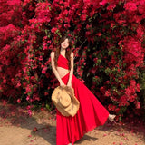 French Temperament White Sleeveless Slanted Shoulders Pure Desire Dress Women's Summer Design Long Dress Holiday Dress