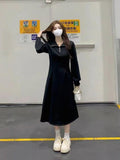 Tea Break French Polo Collar Spring Dress Women Spring And Autumn Gentle Feeling Waist Temperament Thin Inside Long Dress