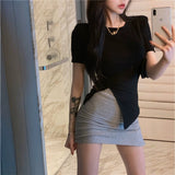 Short-Sleeved T-Shirts For Girls Summer Korean Version Of The Pendt Fork And Bottom Shirt Girl Fashion Design Feeling