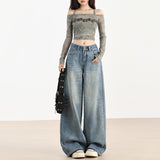Light Blue Broad-Legged Jeans Women's 2025 Summer New Loose Display Thin Lazy Straight Tube Drag Pants