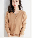 Wool Blended 2026 Autumn And Winter Women's New Loose Round Collar Solid Color Short Sleeve Coat Knitted Open Shirt