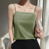 Silk Satin 2026 Spring And Summer Women's New Short-Term Repair Collar Sleeveless Temperament With A Sleeve Sling Vest