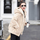 Large-Size Lamb Wool Coat Women 2026 New Autumn And Winter Lamb Velvet With Velvet Warm Jacket Short Hood Loose