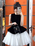[Original Quality + Zipper] Beautiful Sleeveless Net Linve Ponve Dress Woman 2025 Summer Waist Princess Dress