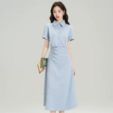 Mother-Mother Education Interview Dress Women's Summer 2025 New Wear Suit Collar Shirt Dress Small Commuting