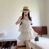Korean Summer Wear A Set Of Gentle Sweet White Lace Sleeveless Vest Pony Short Skirt Two Sets