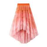 Irregular Cake Skirt High-Rise Mesh Skirt Unkempt Dress 2025 New Ladies Dress Fairy Skirt 1379
