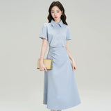 Mother-Mother Education Interview Dress Women's Summer 2025 New Wear Suit Collar Shirt Dress Small Commuting