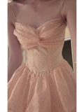Scarf With Chest Pads ~ French Thousand Gold Wind Pink Wave Dot Hanging Dress New Super Fairy Cake Dress In Summer