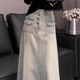 Vintage Tassels To Make Old Cowboy Half-Dress Girls Spring And Autumn New Niche Design High Waist Thin A Word Long Skirt