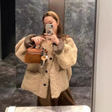 Lazy Wind Environmental Protection Lamb Wool Coat Women Autumn And Winter Short Loose Thick Fur Integrated Leisure Age Reduction Top