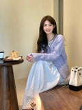 Set Women's 2025 Sleeveless Vest Dress Body Long Dress Knitted Open Shirt Twily Hollow Design