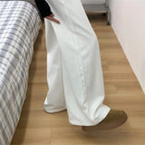White Broad-Legged Jeans Women's Autumn And Winter New Large Size Fat Mm High Waist Thin Loose Pear-Shaped Body Drag Pants