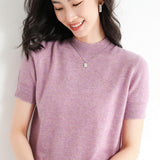 Wool Blended 2026 Autumn And Winter 2026 New Lady Body High-Necked Short-Sleeve Knitting Shirt