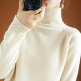 Wool Blended 206 Autumn And Winter New Short Lady Korean Version Of High-Necked Loose Solid Color Knitted Bottom Sweater