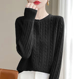 Wool Blended 2026 Autumn And Winter New Women's Round Collar Collar Hooded Small Knitted Open-Flowered Knitted Jersey Coat