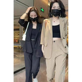 Large-Size Net Red Suit Suit Female New Temperament Casual High-Waisted Coat Thin Seven-Point Fashion Two-Piece
