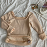 Plus Velvet Thick Square Collar Bottomed Bottomed Women's Spring And Autumn Winter Folded And Put On The 2025 New Long-Sleeved T-Shirt To Keep Warm Tops