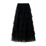 Net Yarn Half Skirt Long Girl 2025 New Spring And Autumn Super Fairy Layer Cake Skirt Skirt Over The Knee Dress 0902