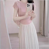 Summer Dress Gentle Wind Lady Wears Women's Suit Dress Korean Drama Temperament High-End Two Sets Of Chic Korean Style
