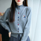 Wool Blended 2026 Autumn And Winter New Women's Loose Collar Buckle Embroidered Coat Sweater