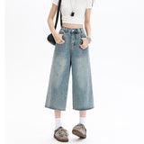 Relaxing Waist Eight-Point Jeans Women 2026 Summer Thin Size Fat Mm High Waist Thin Loose Legs Trousers