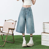 Light Blue Seven-Legged Jeans Women's Summer 2025 New Pear-Shaped Loose Thin Straight Trousers