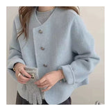 Small Fragrant Coat Women Double-Sided Wool Coat Women Short Small Simple Commuter Round Collar Loose Coat