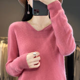 Line Ready-On-Line Ready-Clothing 100% Pure Wool 2026 Autumn And Winter New Women's V-Neck Hooded Hoodie Short Needle Sweater