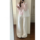 White Broad-Legged Jeans Women's New Spring 2026 High-Rise Thin Loose Small High-Hanging Straight Pants