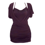 Pure Babes V-Neck Lace Hanging Neck Sling Dress Women's New Summer Dress With Two Sets Of Ass