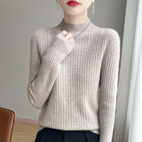 Line Ready-Upled Wool Blending 2026 Autumn And Winter Women's New Half-High Collar Temperament Slim Slim Knitted Shirt