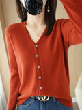 Wool Blended 2026 Autumn And Winter Women's New Loose V-Neck Solid Color Short Knitted Cardigan Jacket Sweater Spring