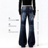 Vintage Blue-Gray Straight-Tight T-Horn Jeans Women 2025 New Low-Rise Slim Slimming Horseshoe Trousers