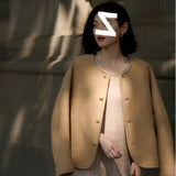 Sensing A Small Fragrant Wind Hair, The Coat Circle Small Gold Buckle Short Coat 2025 Round Neck Autumn And Winter New Gentle Temperament Top