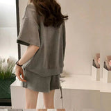 Women's Sports Suit Summer New Korean Version Of The Tide Big-Size Fat Mm Casual Loose Girl Shorts Shorts Two-Sleeve Two-Sleeve Women