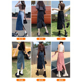 High-Waisted Open-Forked Cowboy Half-Dress Woman 2025 New Summer Small A-Word Half Skirt Retro Ass Long Skirt