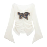 French Butterfly Babes Open Fork Sun Long-Sleeved T-Shirt Girl Summer 2025 New Waist Display Thin Hooded Shirt Ins
