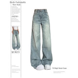 Vintage High-Waisted Broad-Legged Jeans Women's Autumn 2025 New Design Feeling Loose-Ripped Straight Trousers