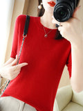 Wool Blended 2026 Autumn And Winter Women's New Loose Round-Neck Short-Case Small Design Short-Sleeved Top Knitwear Shirt