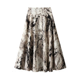 Shanshui Painting Half Skirt Women's Spring New Print Chiffon Dress Skirt High Waist Umbrella Skirt 6612