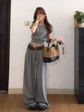 Korean Atmosphere Wears A Set Of Women's Summer Age-Deasy Embroidery Top High-Waisted Casual Pants Two Sets Of Tide