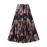 Broken Cake Half-Dress Woman's New Summer Splicing Flowing Wrinkles Big Swing A Word High Waist Long Dress 9908