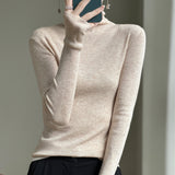 Fine-Woven Wool 2026 Autumn And Winter Women's New Short Korean Version Pile High-Necked Solid Color Knitted Shirt