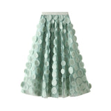 Heavy Industry Three-Dimensional Wave Point Black Mesh Half-Body Dress 2025 New Design Sense Hepburn Style Long Umbrella Skirt 0931