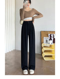 High-End Sense Suit Pants Women 2025 New High-Waisted Narrow Version Of Straight Broad Leg Pants Fall Summer Thin