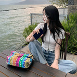 Polo Collar Thin T-Shirt Girl Sweet With Short Tops Short Sleeve 2025 New Korean Version Of The Zip