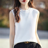 Wool Blended 2026 Autumn And Winter New Women's Round-Collar Hot Diamond Body Short Sleeveless Knitted Vest Vest Shirt
