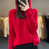 Line Ready-Wear 100% Pure Wool 2026 Autumn And Winter New Women's Short-Colored Hoodie T-Shirt Jersey Sweater