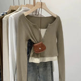 Two Long-Sleeved T-Shirts For The Fall Of The New Design Small V-Neck Short Shirt In Autumn 2025